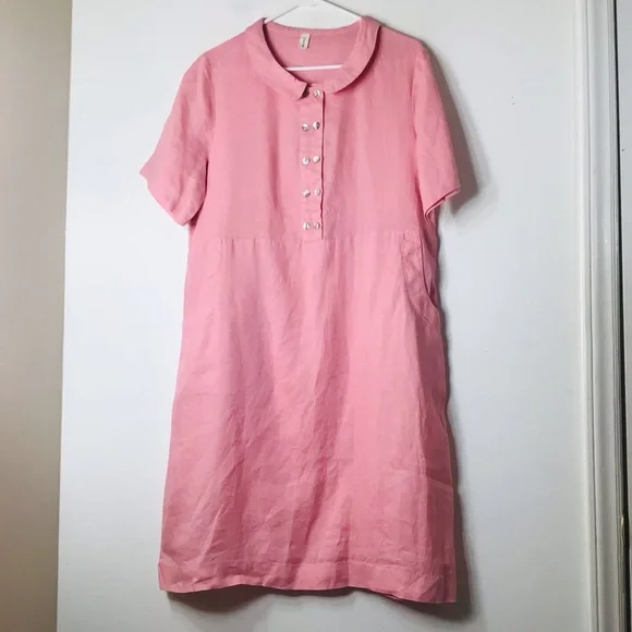 Grae Cove dress women medium pink linen - Picture 3 of 10